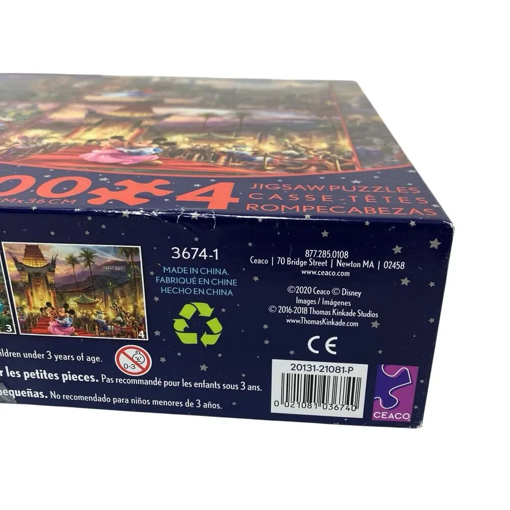 Disney 4x500 Cinderella Piece Puzzle Set Thomas Kinkade Peter Pan Jigsaw Ceaco